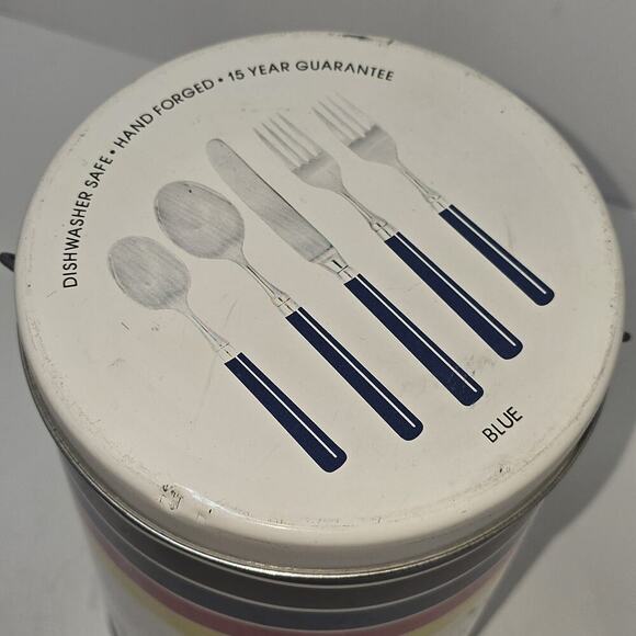 Vintage Stanley Roberts Spectrum Flatware Canister – Mid Century Modern Striped - Picture 2 of 14
